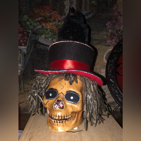 🎄 Fiberoptic light up Skeleton Head Halloween Fall Decoration - Picture 4 of 4